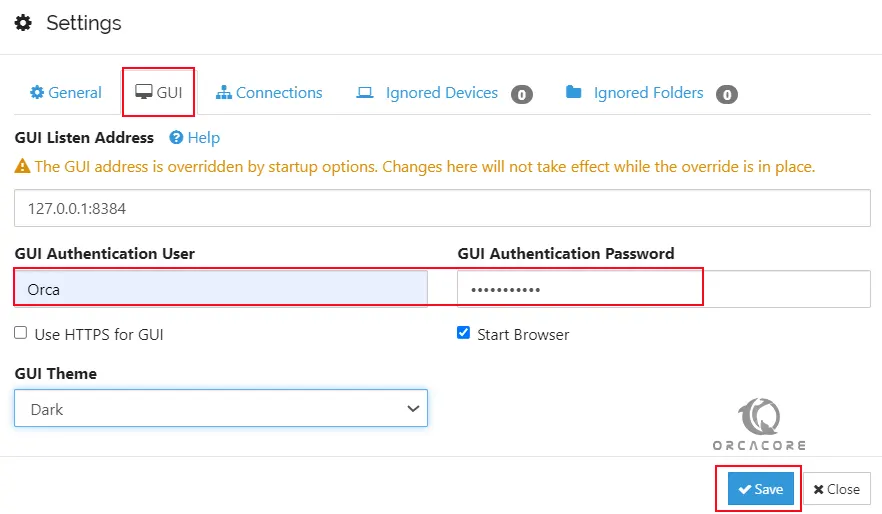 Syncthing GUI Authentication user