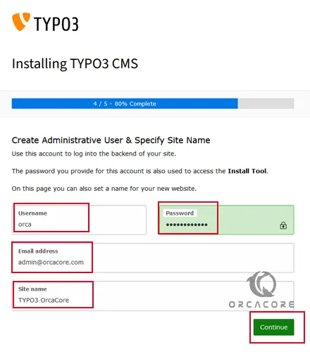 TYPO3 CMS Admin User setup