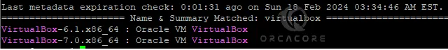 list the available VirtualBox packages