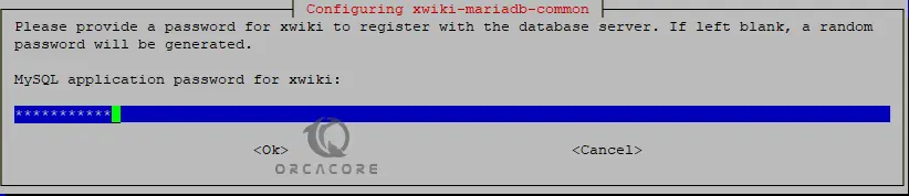 set a password for MySQL App for XWiki