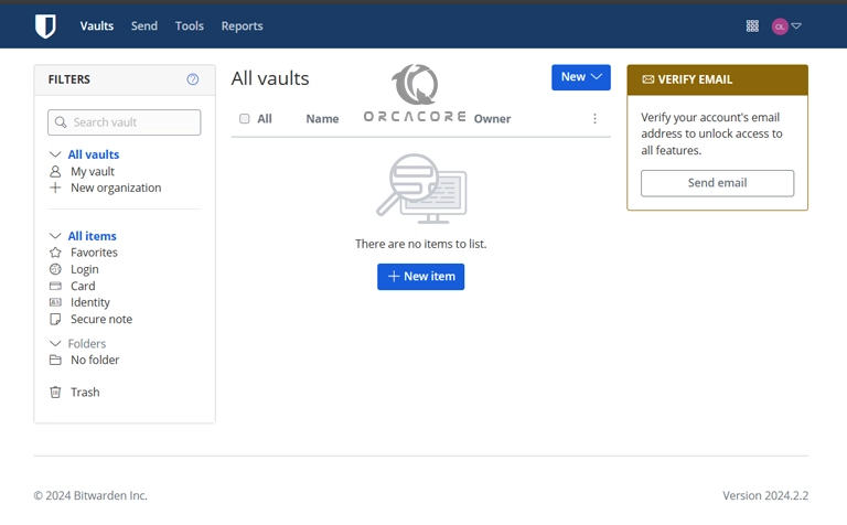 Bitwarden dashboard on Rocky Linux 9 / AlmaLinux 9