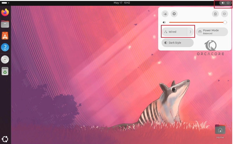 Open Wired settings on Ubuntu 24.04