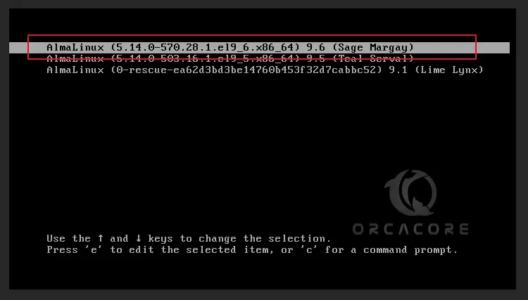 Grub bootloader AlmaLinux 9