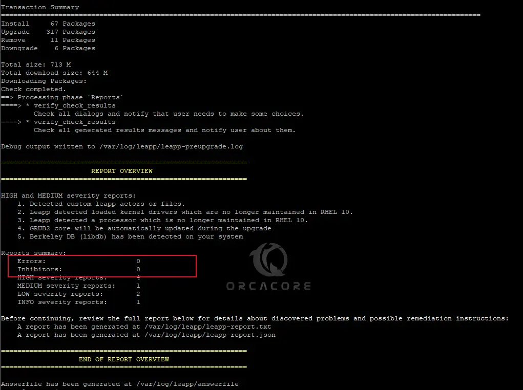 leapp preupgrade command