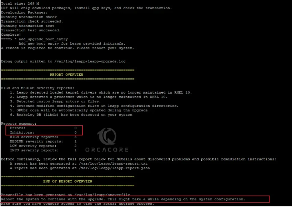 leapp upgrade command
