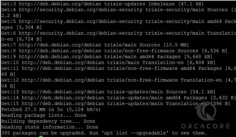 Run system update for Debian 13