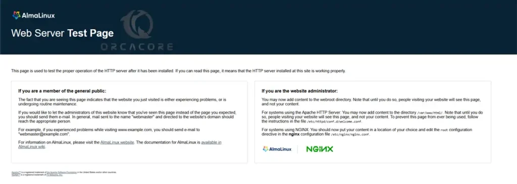 Access Nginx Web Server Test Page on AlmaLinux 10