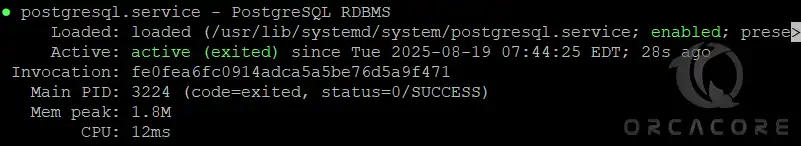 PostgreSQL 17 service status Debian 13