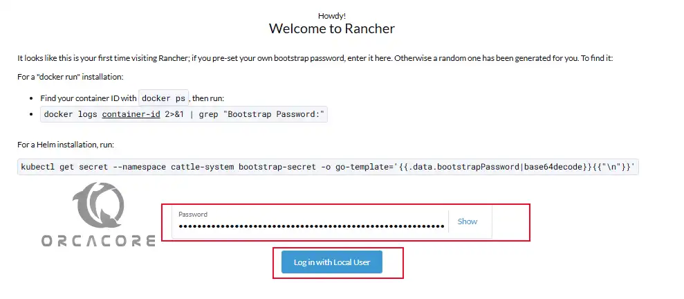 Log in to Rancher with local user