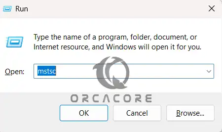 Launch the RDP client by typing “mstsc”