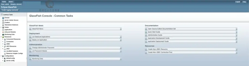 GlassFish admin console
